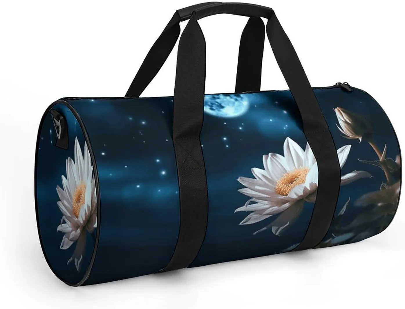 Gym Bag Flower And Moon Duffel Bag for Men Women Overnight Bag with Shoe Compartment Workout Bags