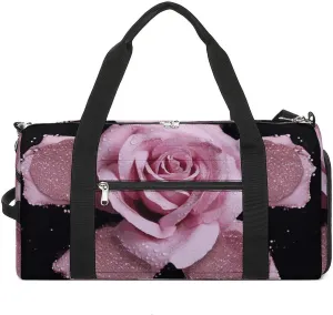 Gym Bag Glitter Rose Duffel Bag for Men Women Overnight Bag with Shoe Compartment Workout Bags