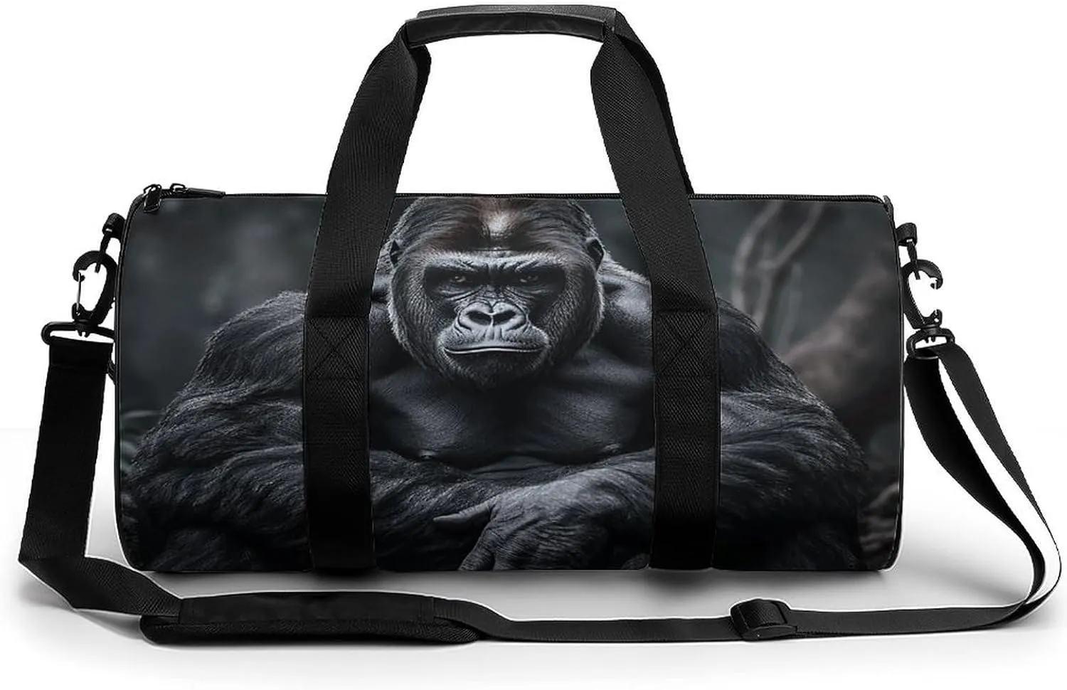 Gym Bag Gorilla on The Ground Duffel Bag for Men Women Overnight Bag with Shoe Compartment Workout Bags