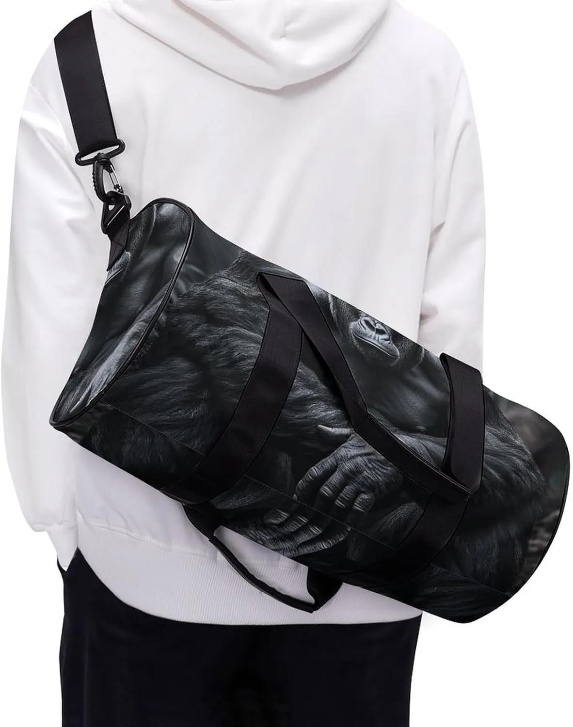 Gym Bag Gorilla on The Ground Duffel Bag for Men Women Overnight Bag with Shoe Compartment Workout Bags