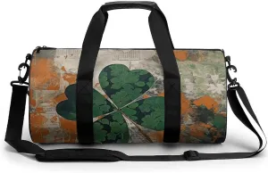 Gym Bag Green Leaves Image Duffel Bag for Men Women Overnight Bag with Shoe Compartment Workout Bags