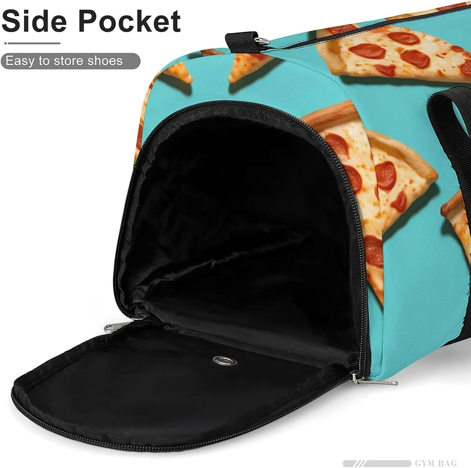 Gym Bag Green Pizza Slices Duffel Bag for Men Women Overnight Bag with Shoe Compartment Workout Bags