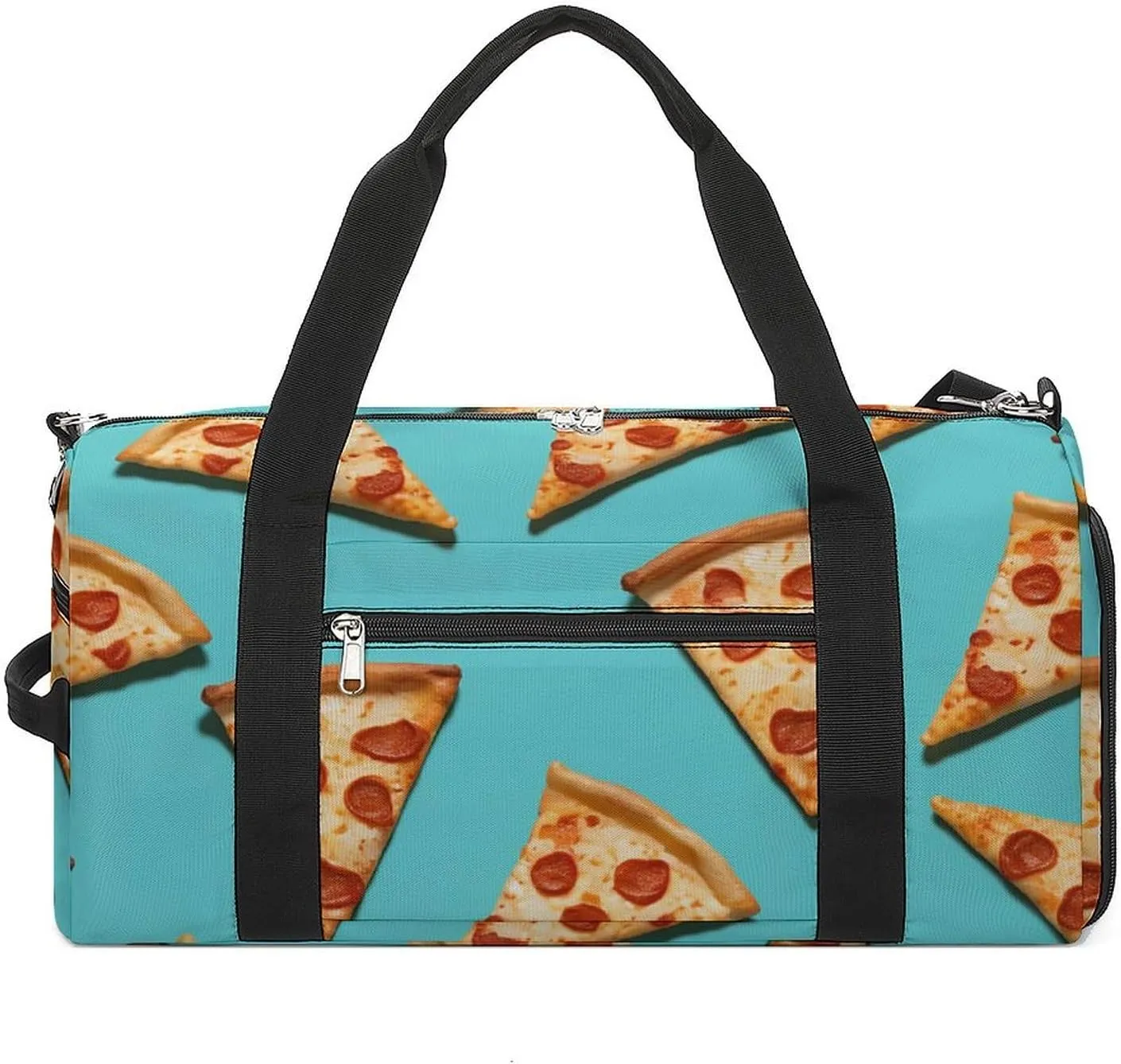 Gym Bag Green Pizza Slices Duffel Bag for Men Women Overnight Bag with Shoe Compartment Workout Bags