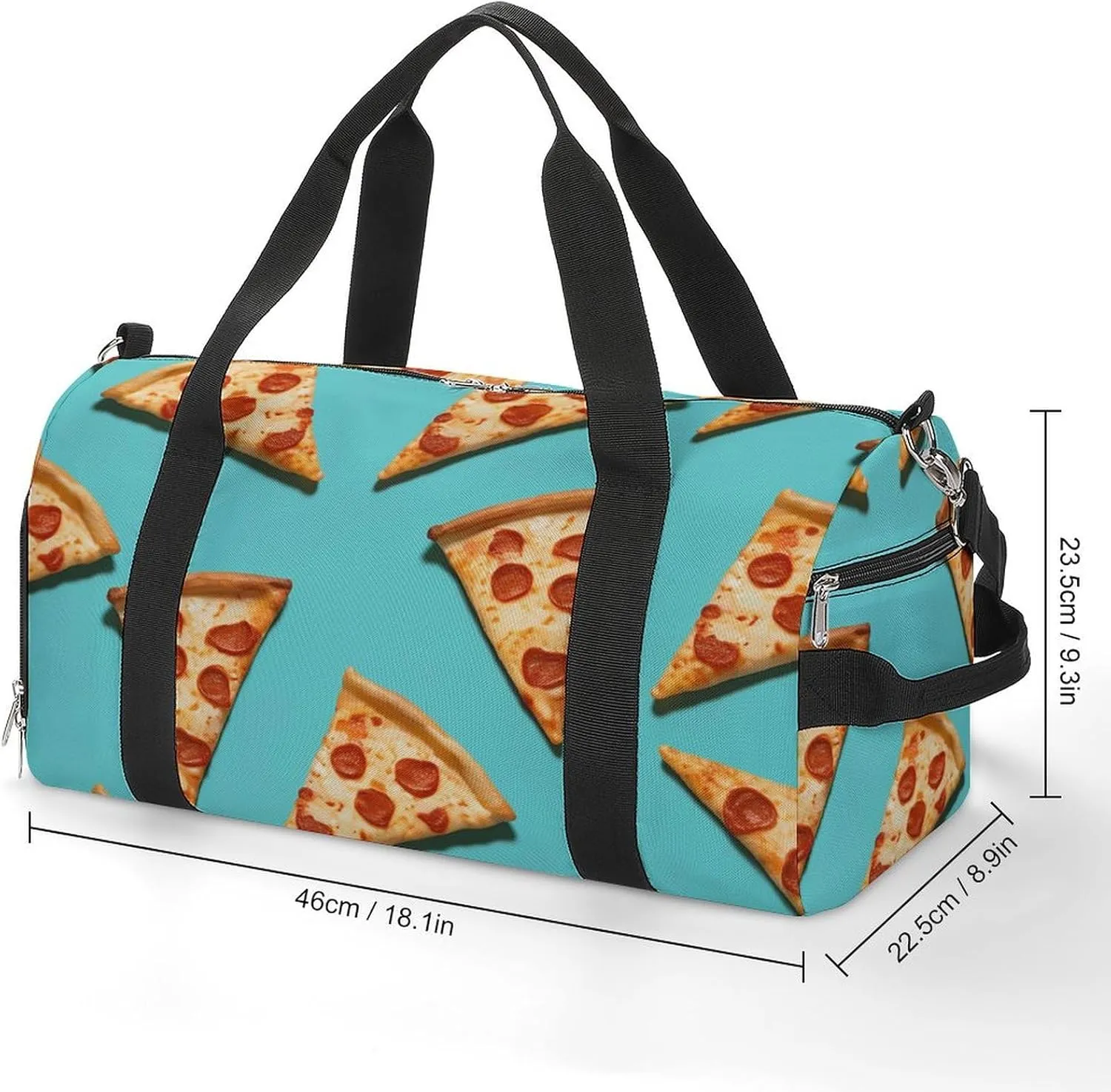 Gym Bag Green Pizza Slices Duffel Bag for Men Women Overnight Bag with Shoe Compartment Workout Bags
