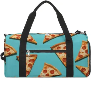 Gym Bag Green Pizza Slices Duffel Bag for Men Women Overnight Bag with Shoe Compartment Workout Bags