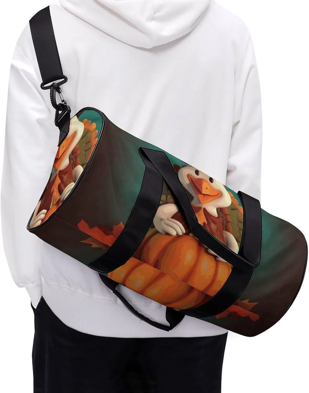 Gym Bag Happy Thanksgiving Turkey Duffel Bag for Men Women Overnight Bag with Shoe Compartment Workout Bags