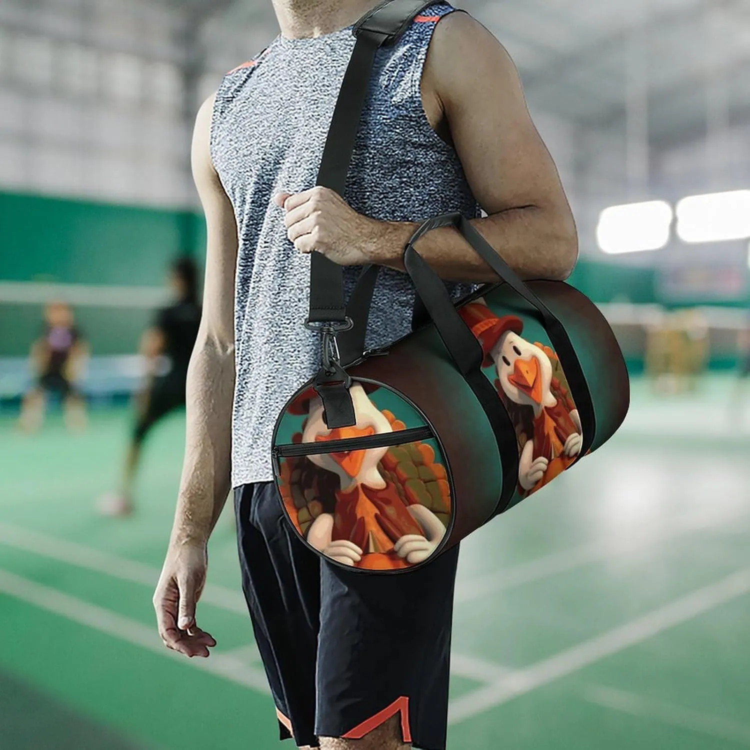 Gym Bag Happy Thanksgiving Turkey Duffel Bag for Men Women Overnight Bag with Shoe Compartment Workout Bags
