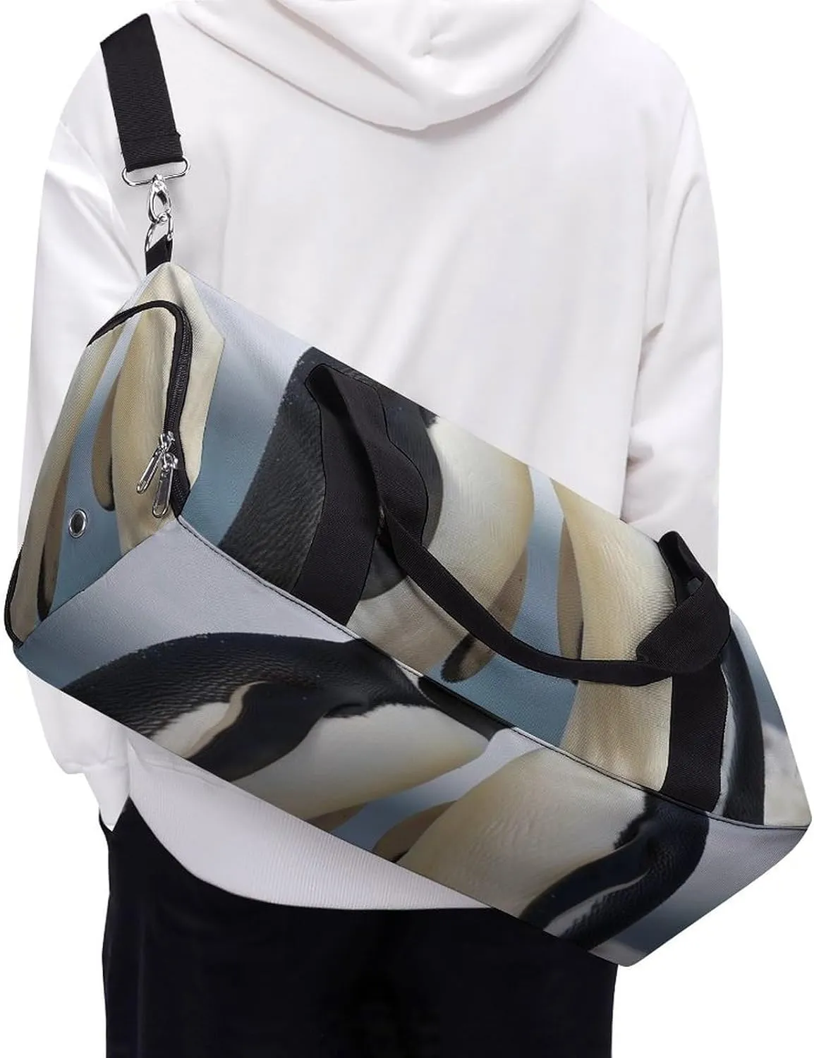 Gym Bag I Love Penguins Duffel Bag for Men Women Overnight Bag with Shoe Compartment Workout Bags