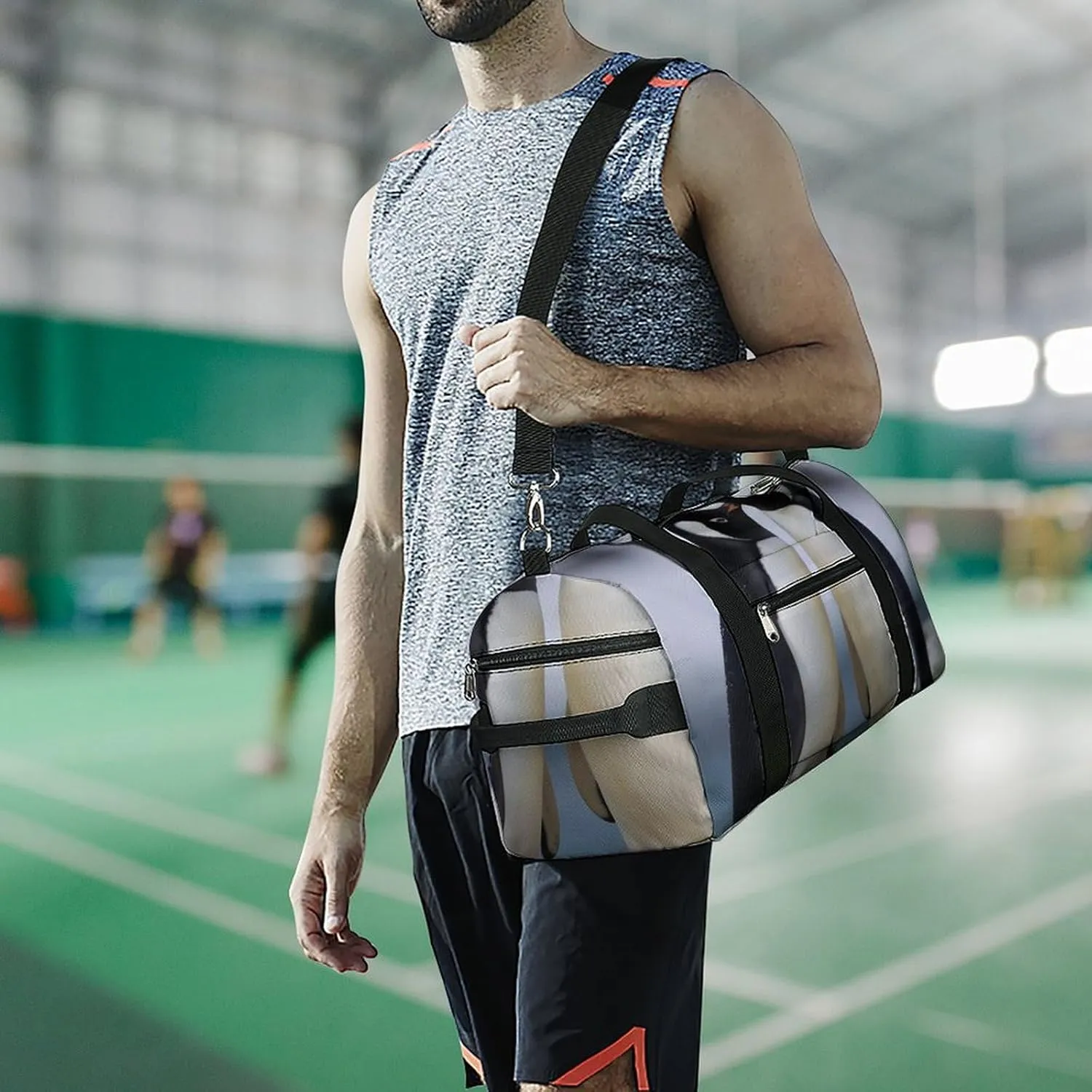 Gym Bag I Love Penguins Duffel Bag for Men Women Overnight Bag with Shoe Compartment Workout Bags