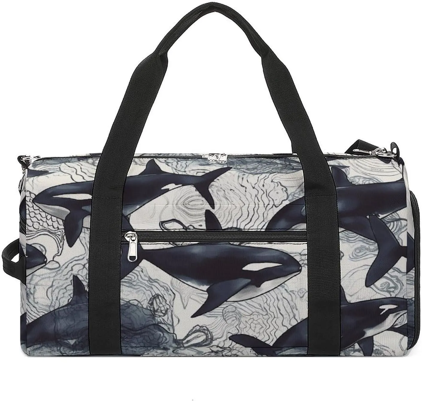 Gym Bag Killer Whale Duffel Bag for Men Women Overnight Bag with Shoe Compartment Workout Bags