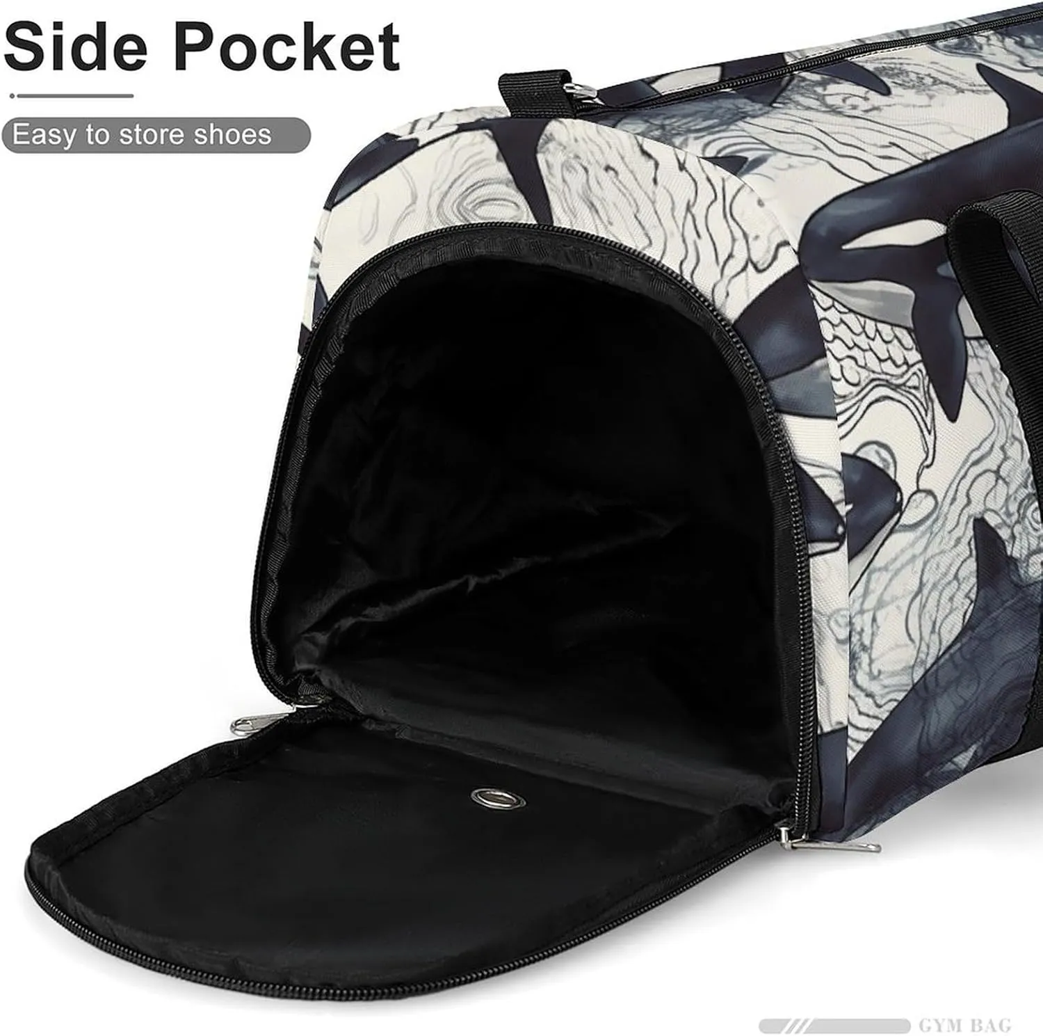 Gym Bag Killer Whale Duffel Bag for Men Women Overnight Bag with Shoe Compartment Workout Bags