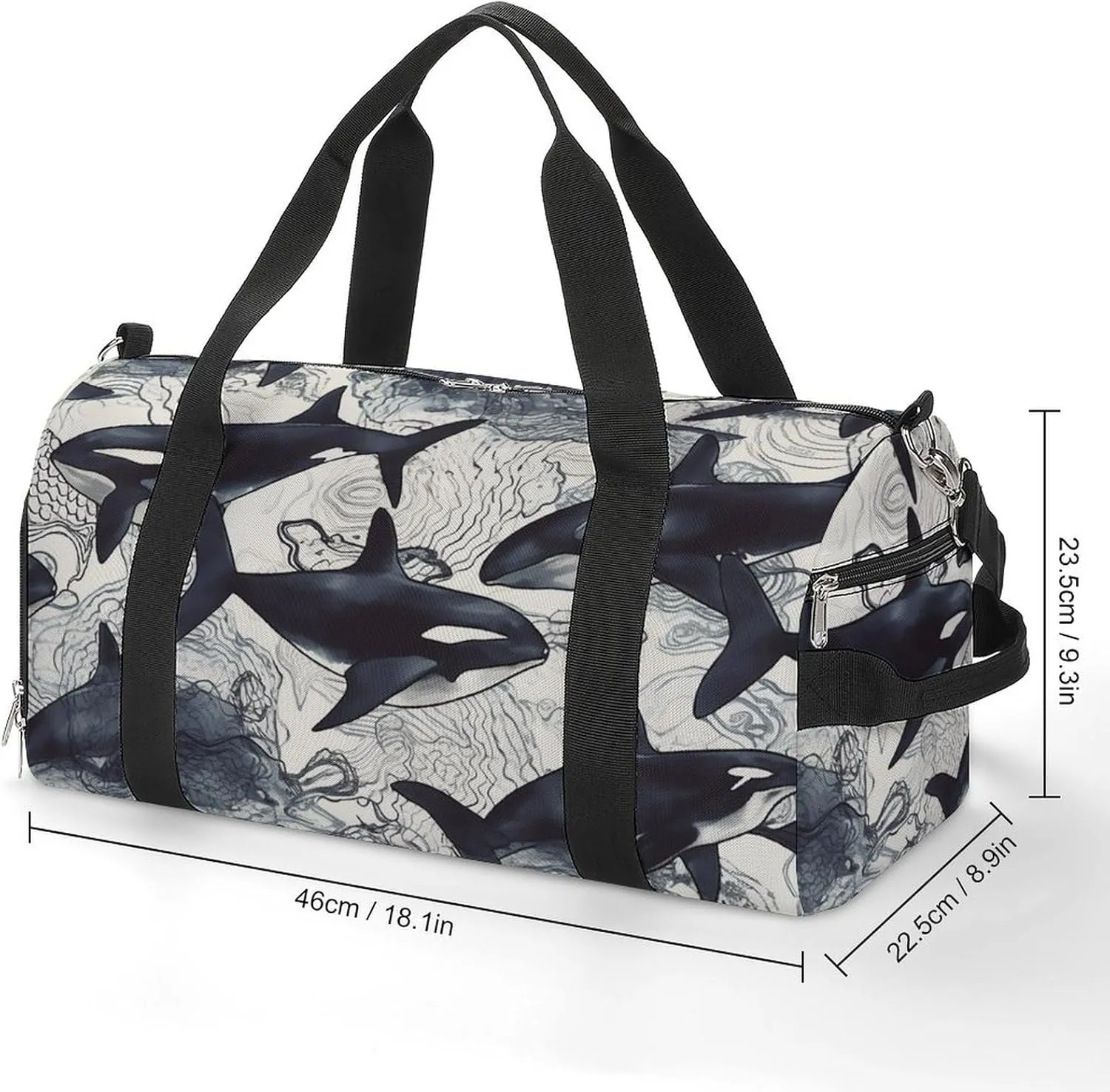 Gym Bag Killer Whale Duffel Bag for Men Women Overnight Bag with Shoe Compartment Workout Bags