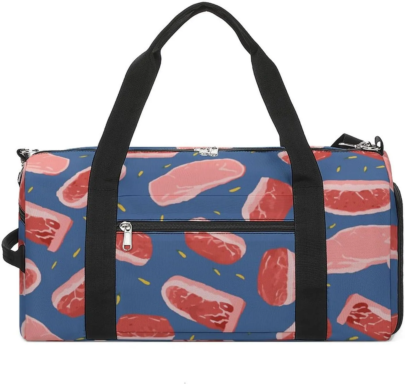 Gym Bag Meat Slices Pattern Duffel Bag for Men Women Overnight Bag with Shoe Compartment Workout Bags