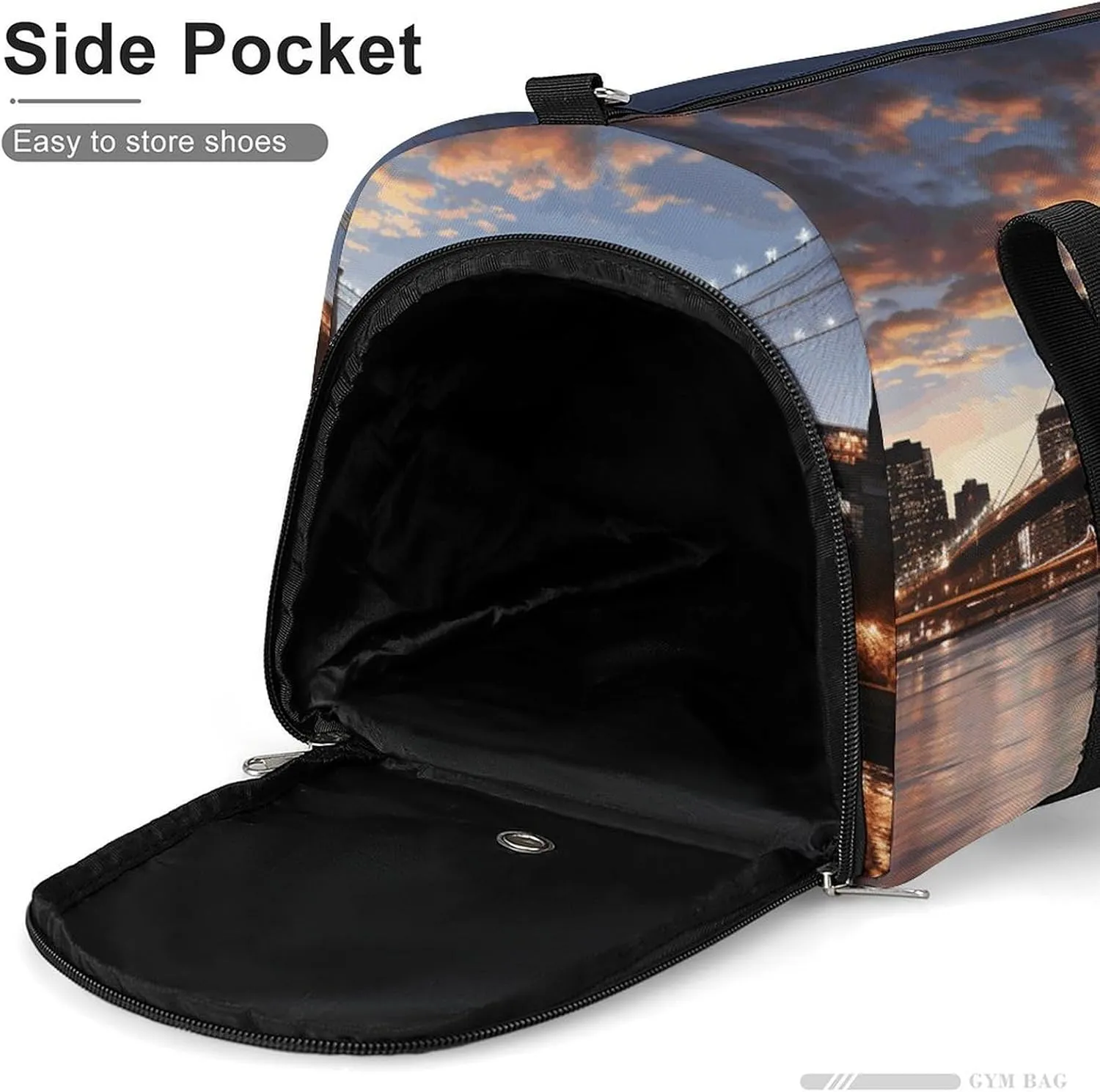Gym Bag New York Bridge Duffel Bag for Men Women Overnight Bag with Shoe Compartment Workout Bags