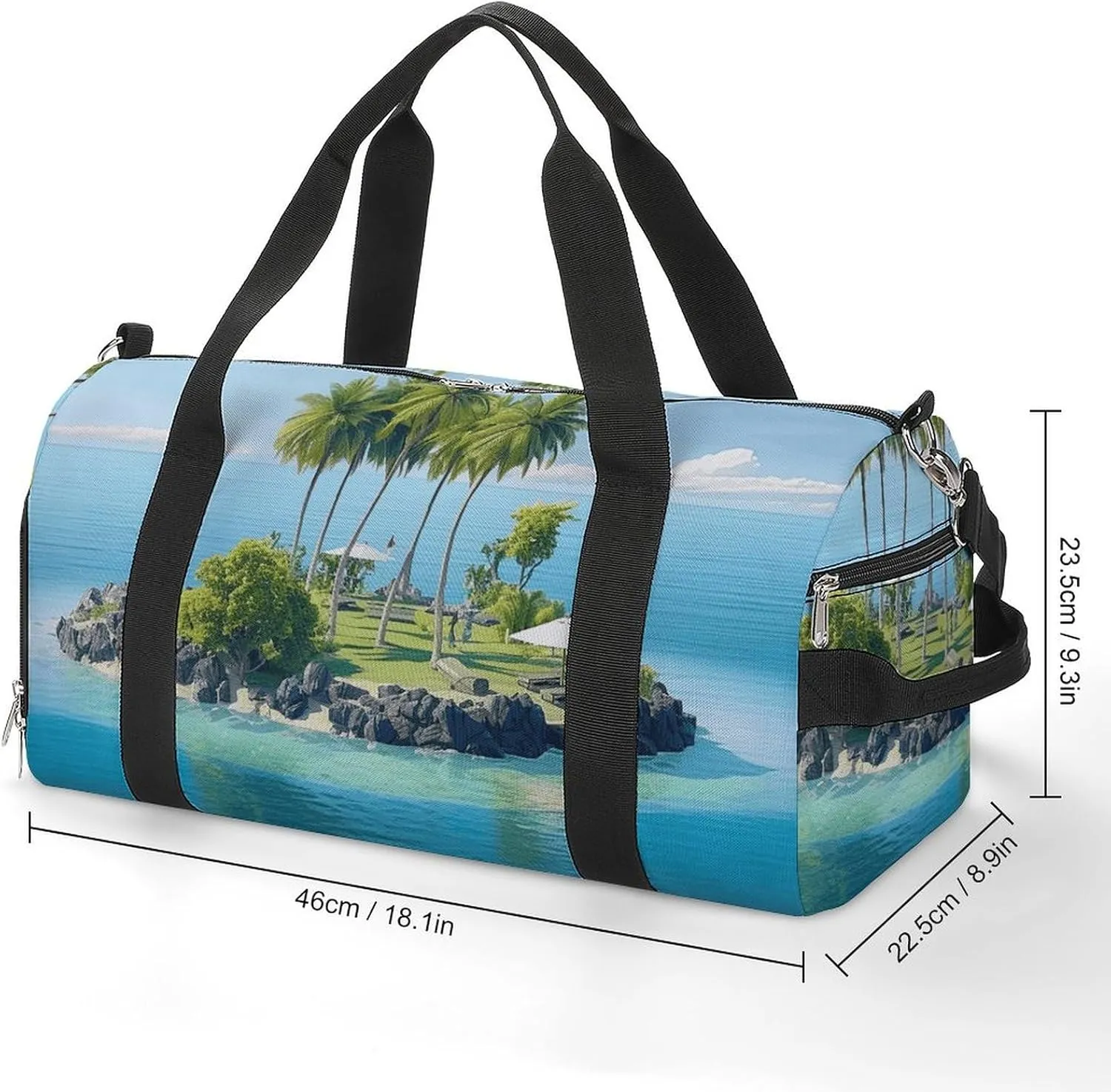 Gym Bag Ocean Island Duffel Bag for Men Women Overnight Bag with Shoe Compartment Workout Bags