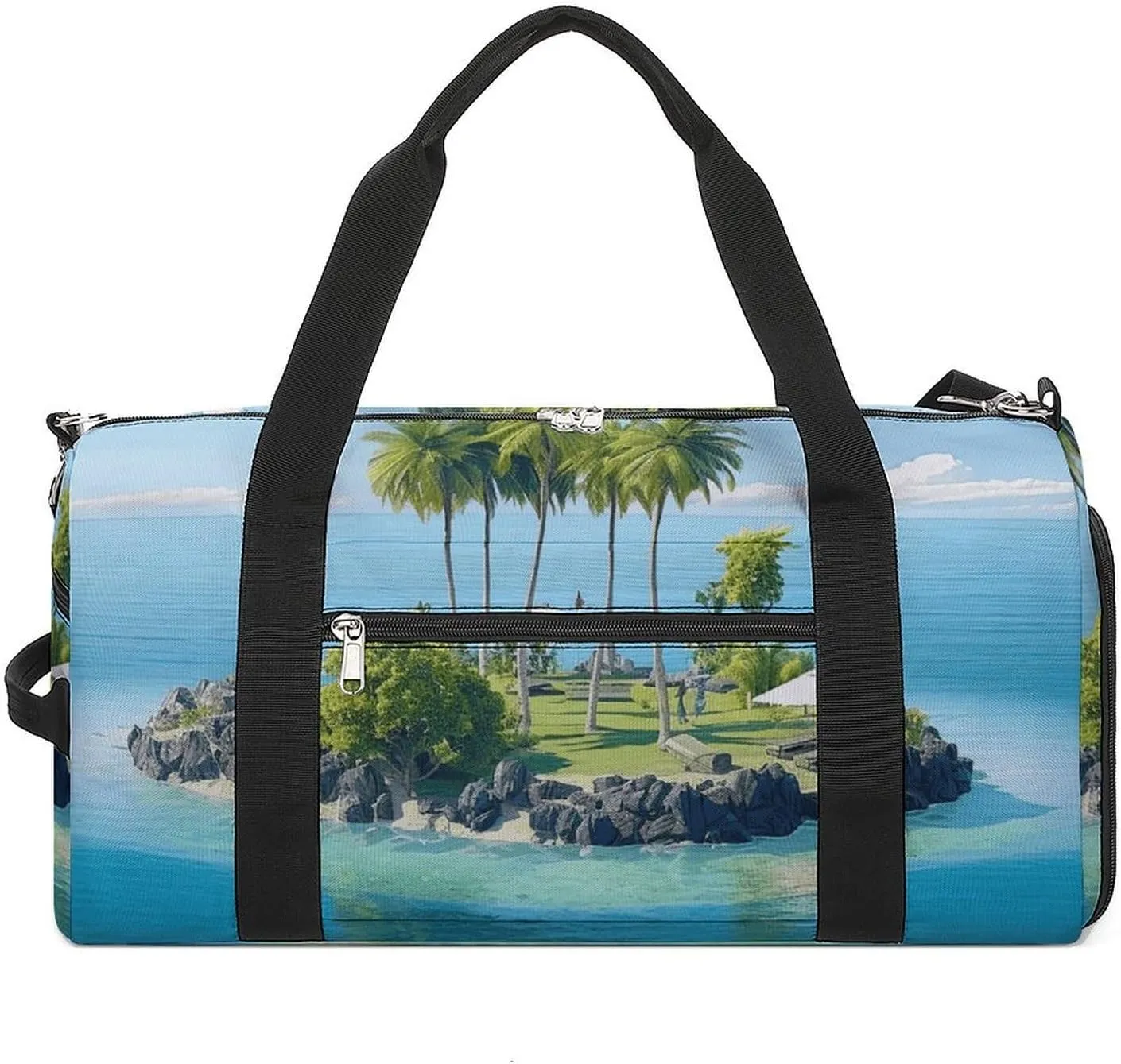 Gym Bag Ocean Island Duffel Bag for Men Women Overnight Bag with Shoe Compartment Workout Bags