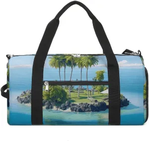 Gym Bag Ocean Island Duffel Bag for Men Women Overnight Bag with Shoe Compartment Workout Bags