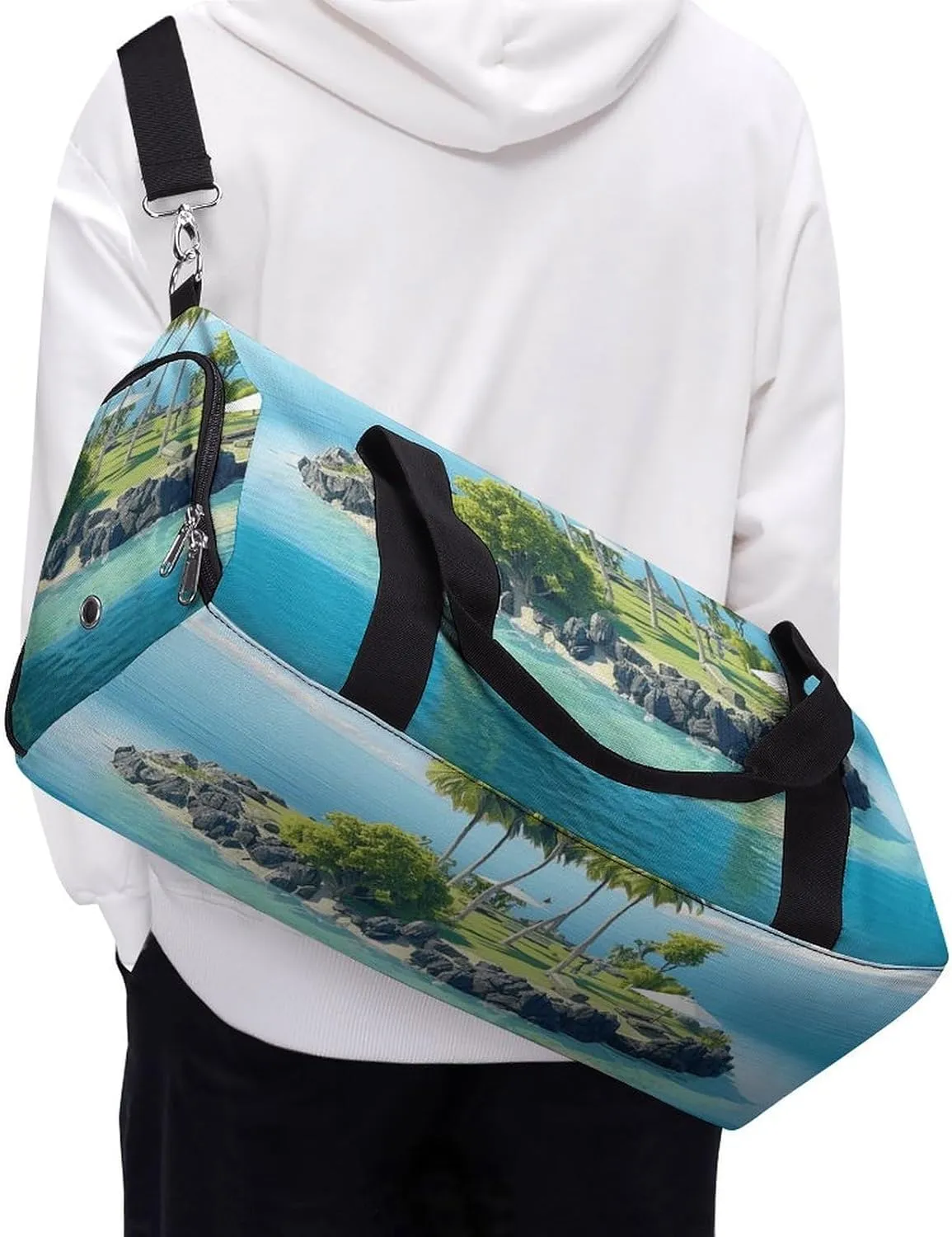 Gym Bag Ocean Island Duffel Bag for Men Women Overnight Bag with Shoe Compartment Workout Bags