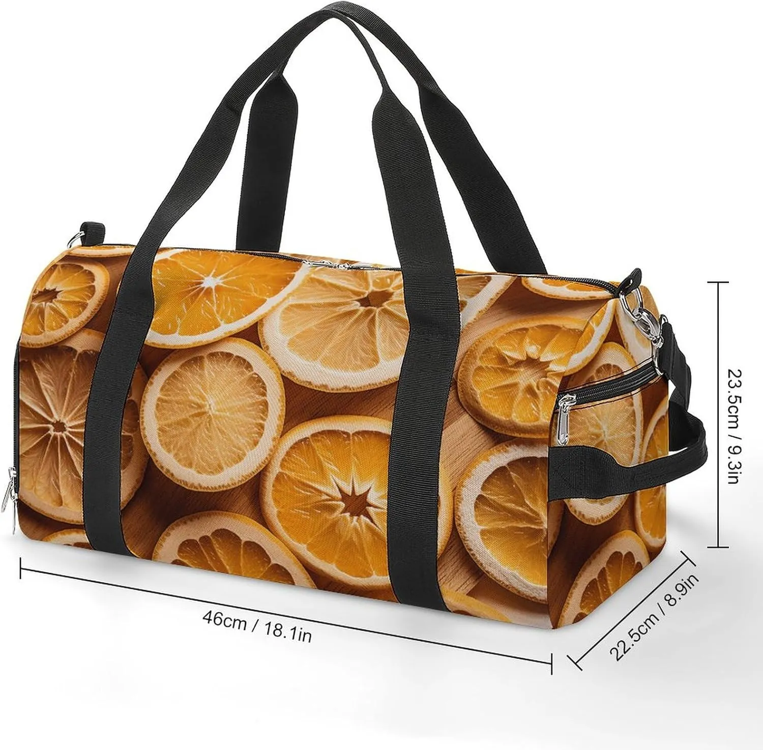 Gym Bag Orange Slices Duffel Bag for Men Women Overnight Bag with Shoe Compartment Workout Bags