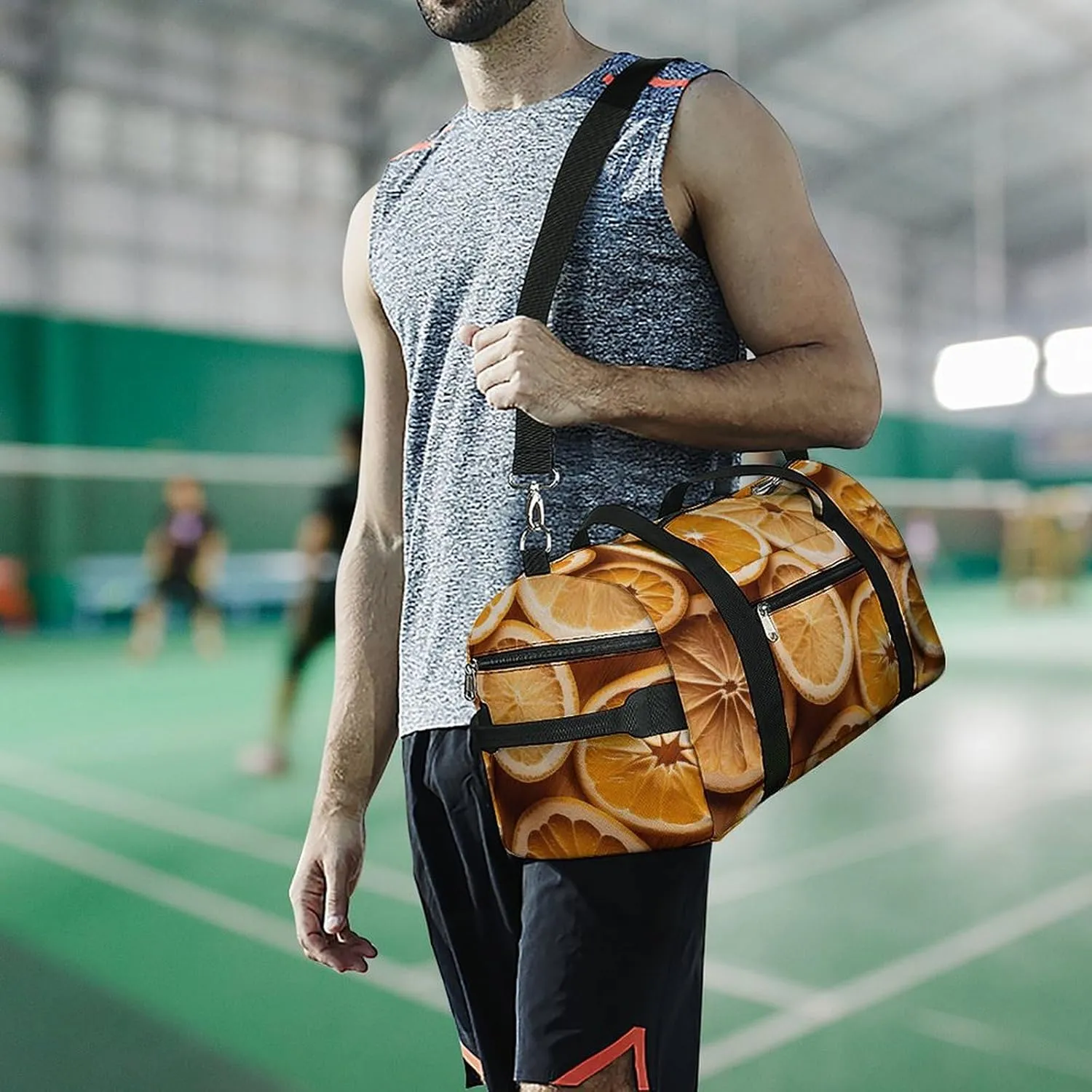Gym Bag Orange Slices Duffel Bag for Men Women Overnight Bag with Shoe Compartment Workout Bags