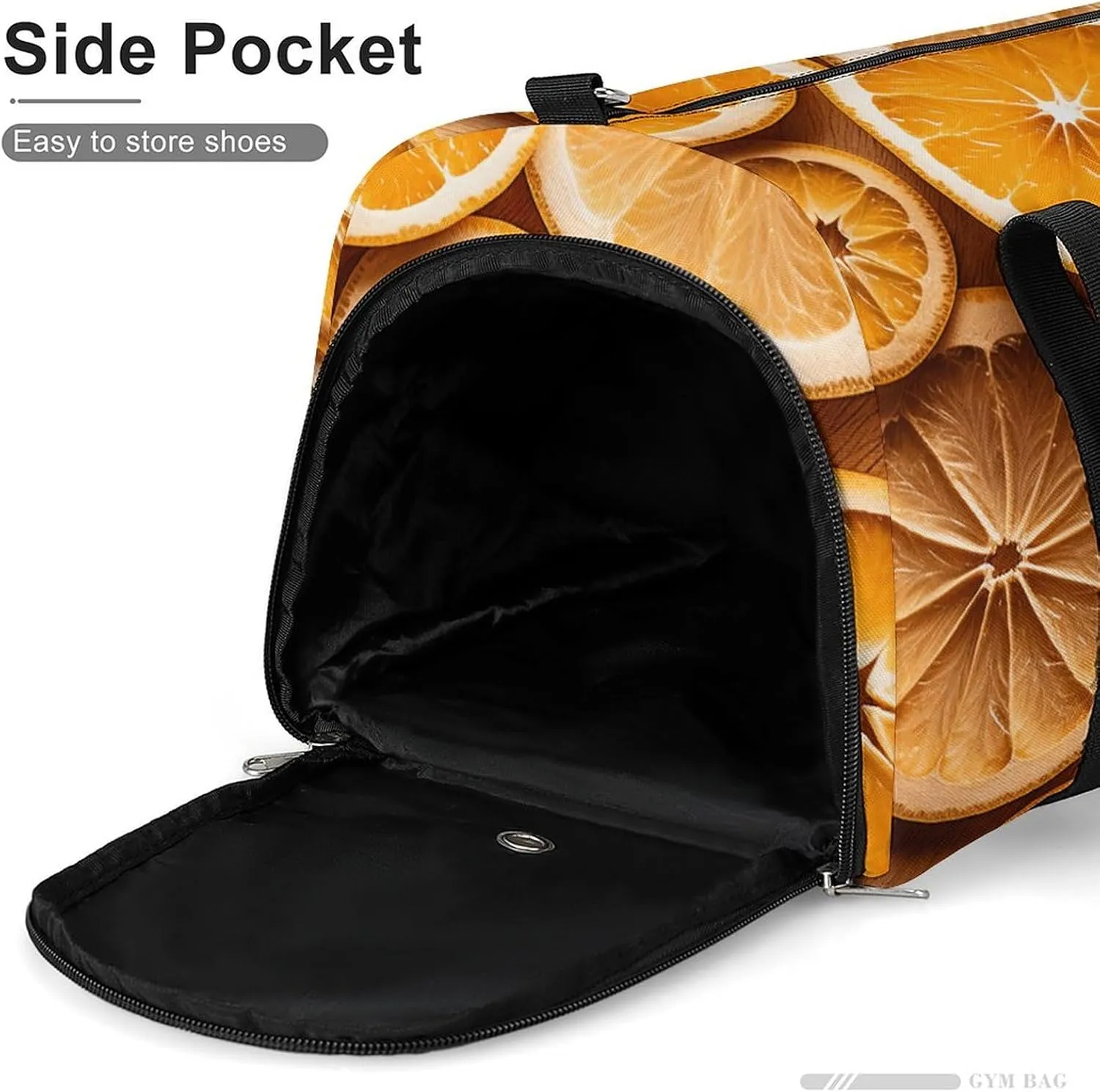 Gym Bag Orange Slices Duffel Bag for Men Women Overnight Bag with Shoe Compartment Workout Bags