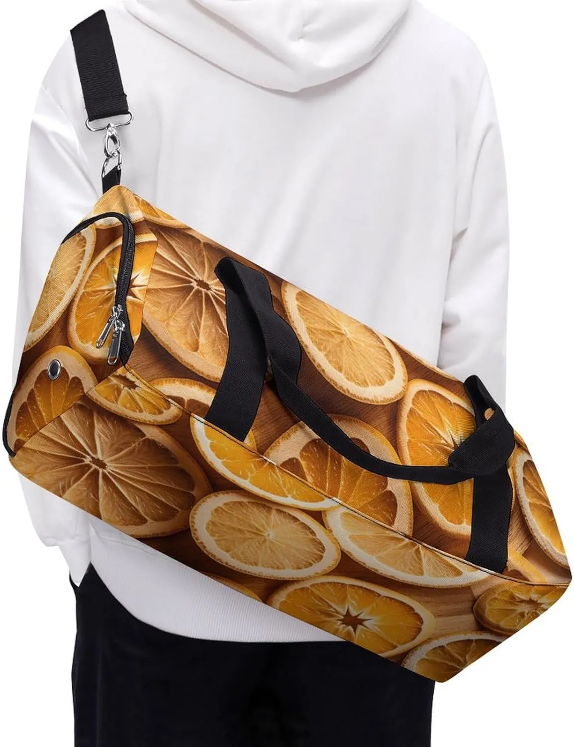 Gym Bag Orange Slices Duffel Bag for Men Women Overnight Bag with Shoe Compartment Workout Bags