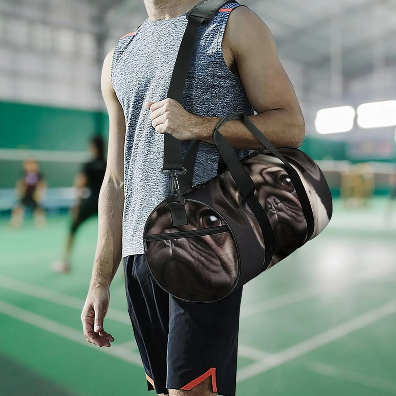 Gym Bag Pug Duffel Bag for Men Women Overnight Bag with Shoe Compartment Workout Bags