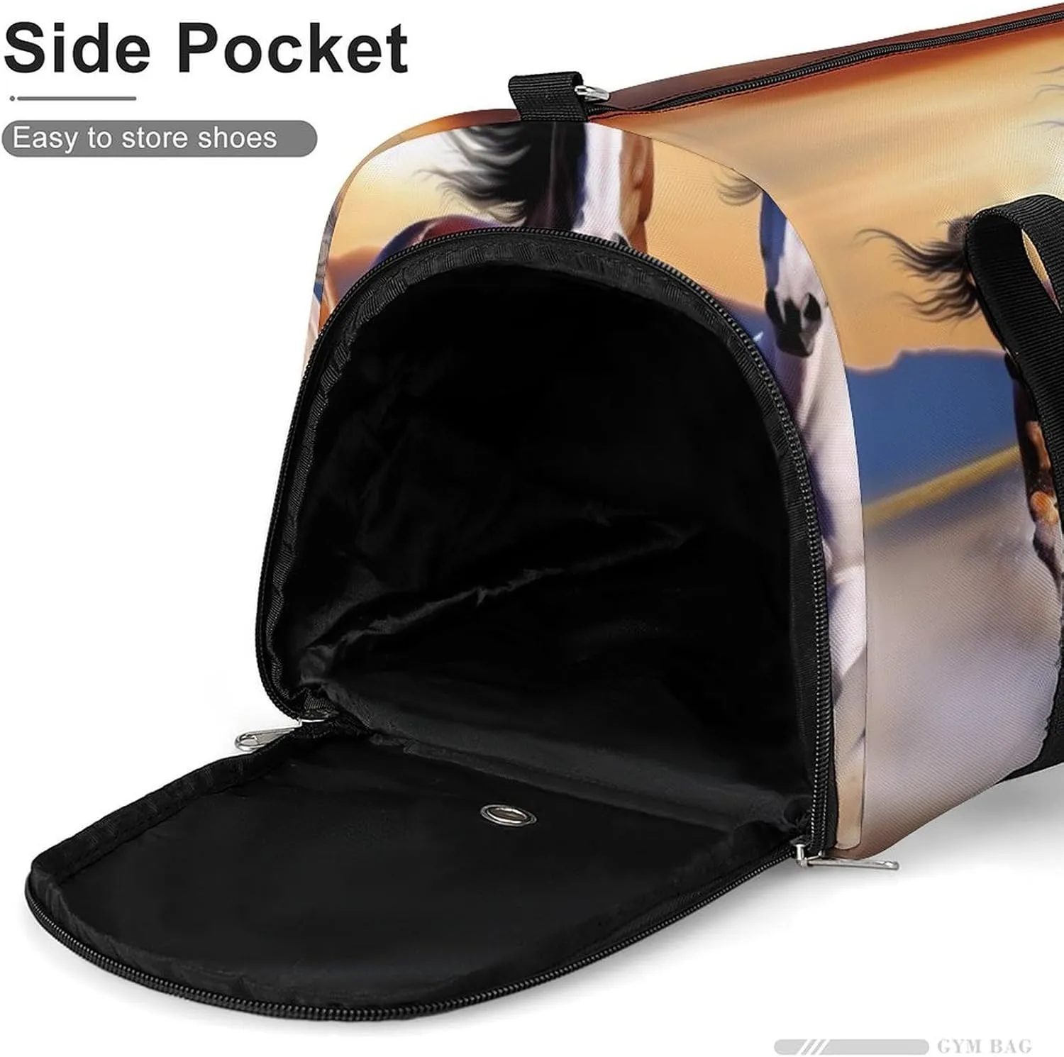 Gym Bag Running Horses Duffel Bag for Men Women Overnight Bag with Shoe Compartment Workout Bags