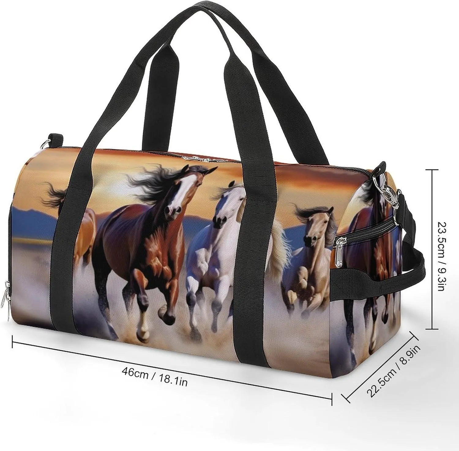 Gym Bag Running Horses Duffel Bag for Men Women Overnight Bag with Shoe Compartment Workout Bags