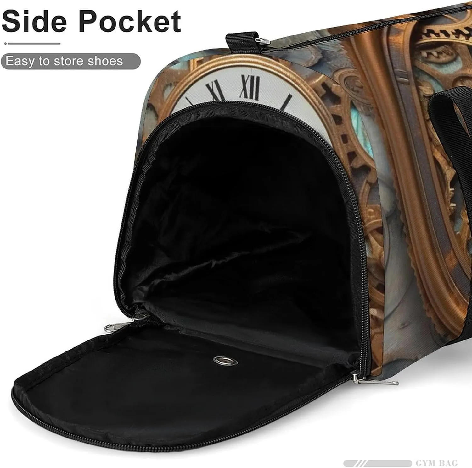 Gym Bag Rusty Steampunk Clock Duffel Bag for Men Women Overnight Bag with Shoe Compartment Workout Bags