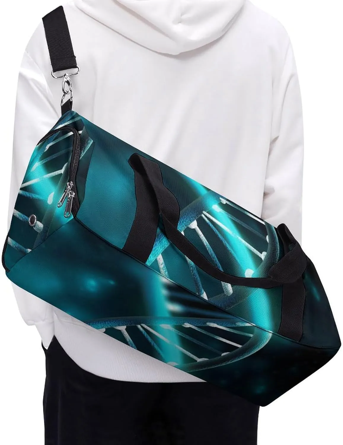 Gym Bag Science Gene Strand Duffel Bag for Men Women Overnight Bag with Shoe Compartment Workout Bags