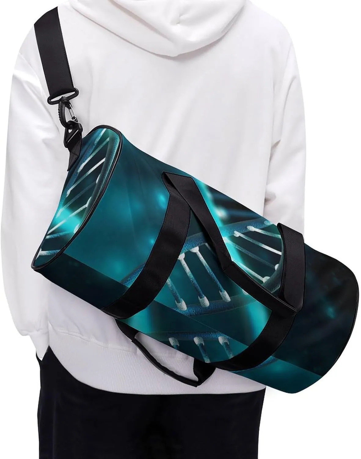 Gym Bag Science Gene Strand Duffel Bag for Men Women Overnight Bag with Shoe Compartment Workout Bags