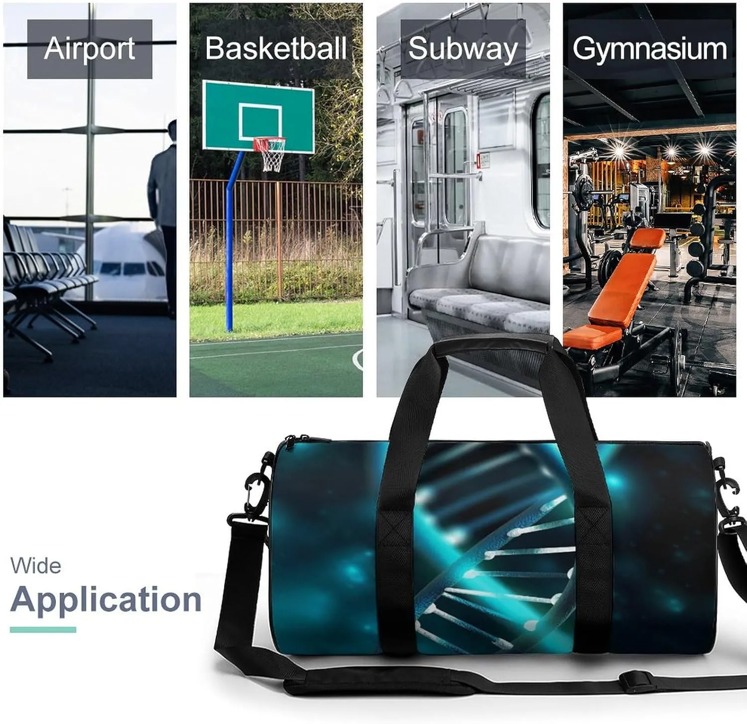 Gym Bag Science Gene Strand Duffel Bag for Men Women Overnight Bag with Shoe Compartment Workout Bags