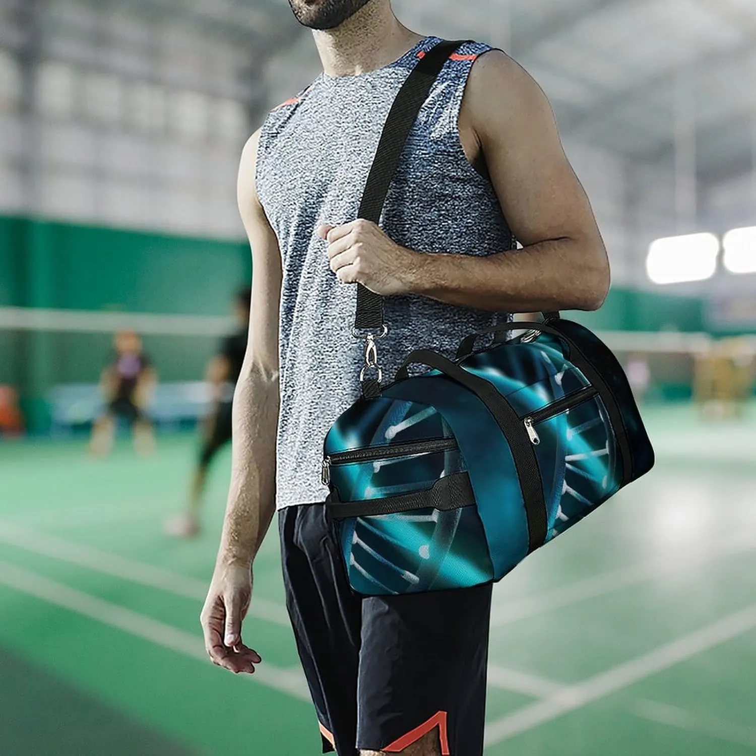 Gym Bag Science Gene Strand Duffel Bag for Men Women Overnight Bag with Shoe Compartment Workout Bags
