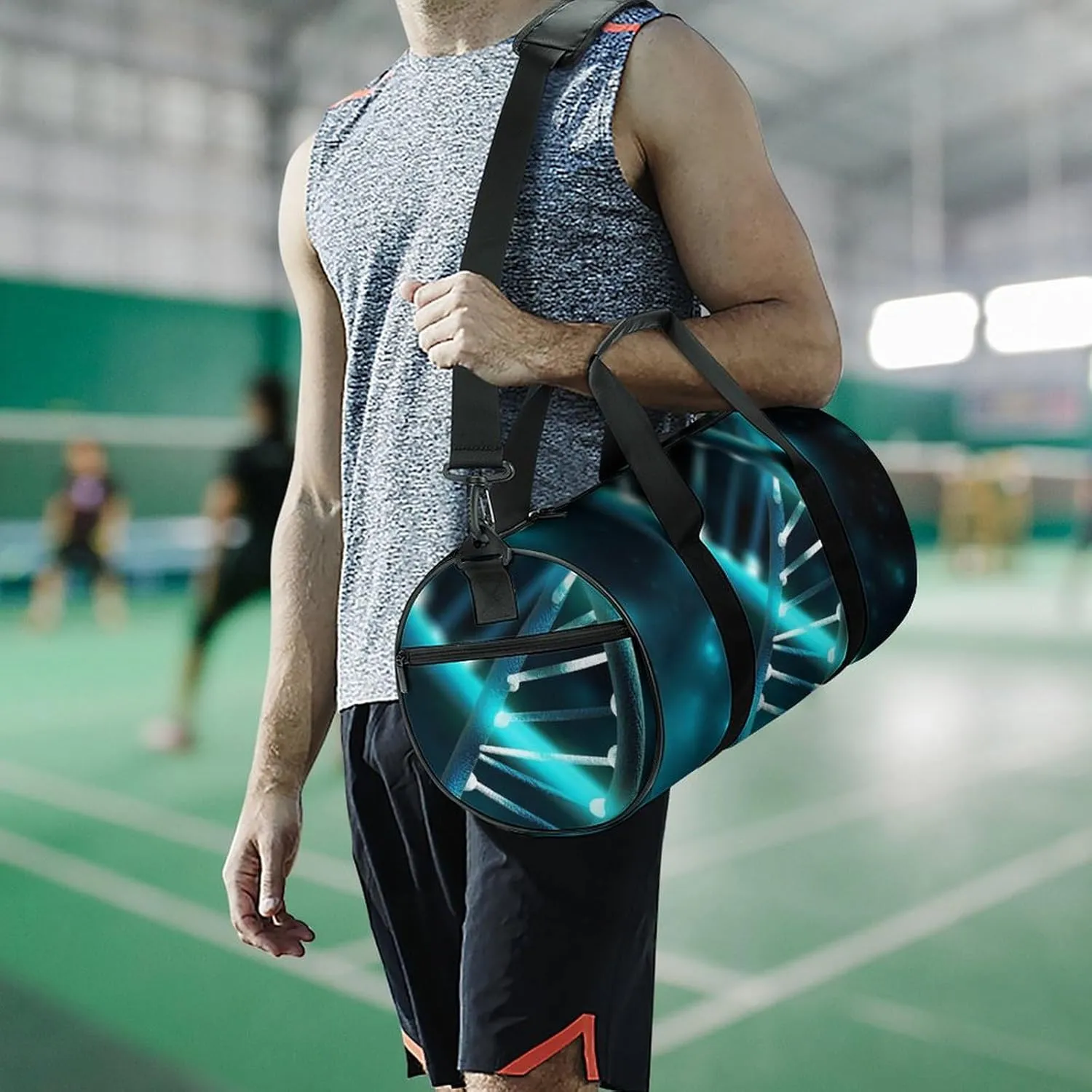 Gym Bag Science Gene Strand Duffel Bag for Men Women Overnight Bag with Shoe Compartment Workout Bags