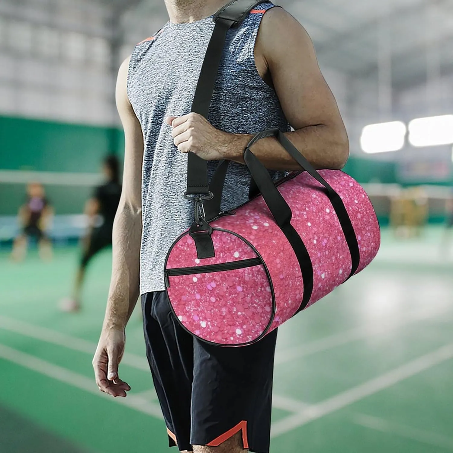 Gym Bag Sparkling Glitter Duffel Bag for Men Women Overnight Bag with Shoe Compartment Workout Bags
