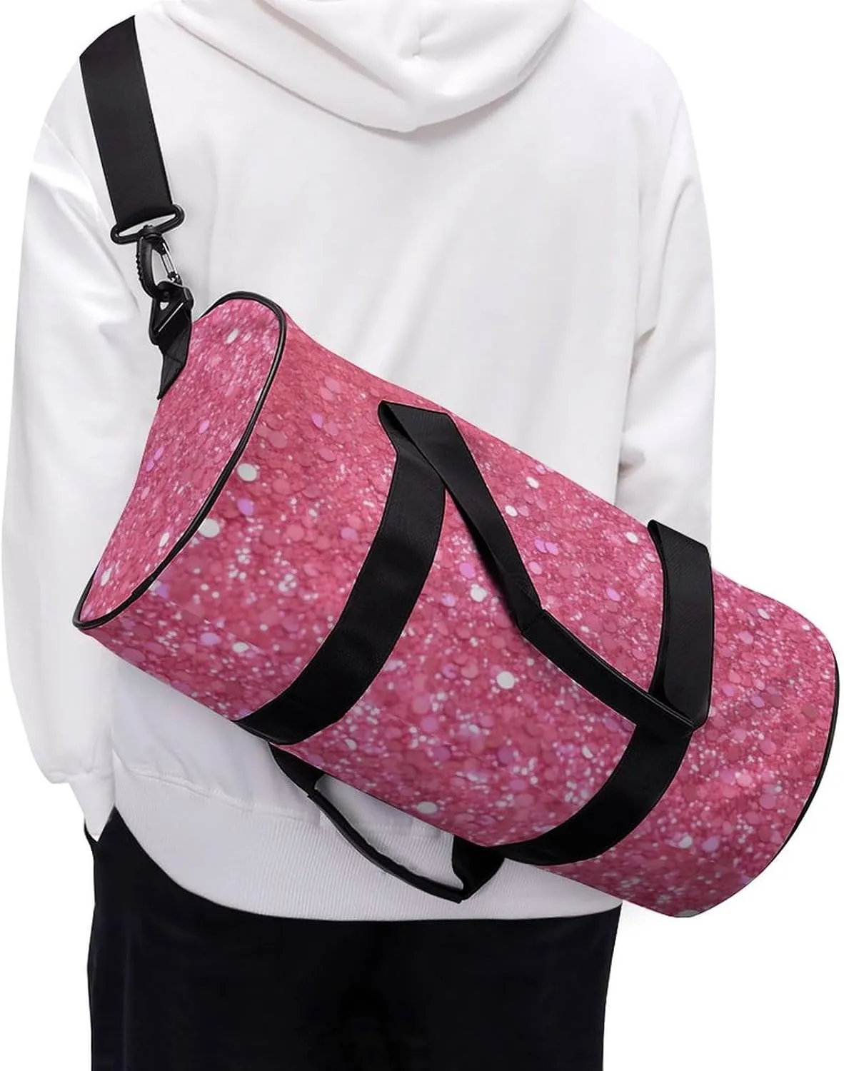 Gym Bag Sparkling Glitter Duffel Bag for Men Women Overnight Bag with Shoe Compartment Workout Bags