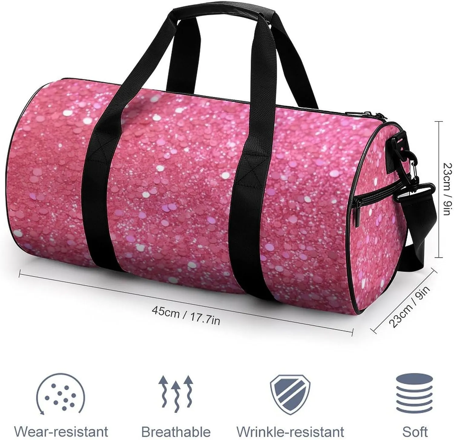 Gym Bag Sparkling Glitter Duffel Bag for Men Women Overnight Bag with Shoe Compartment Workout Bags