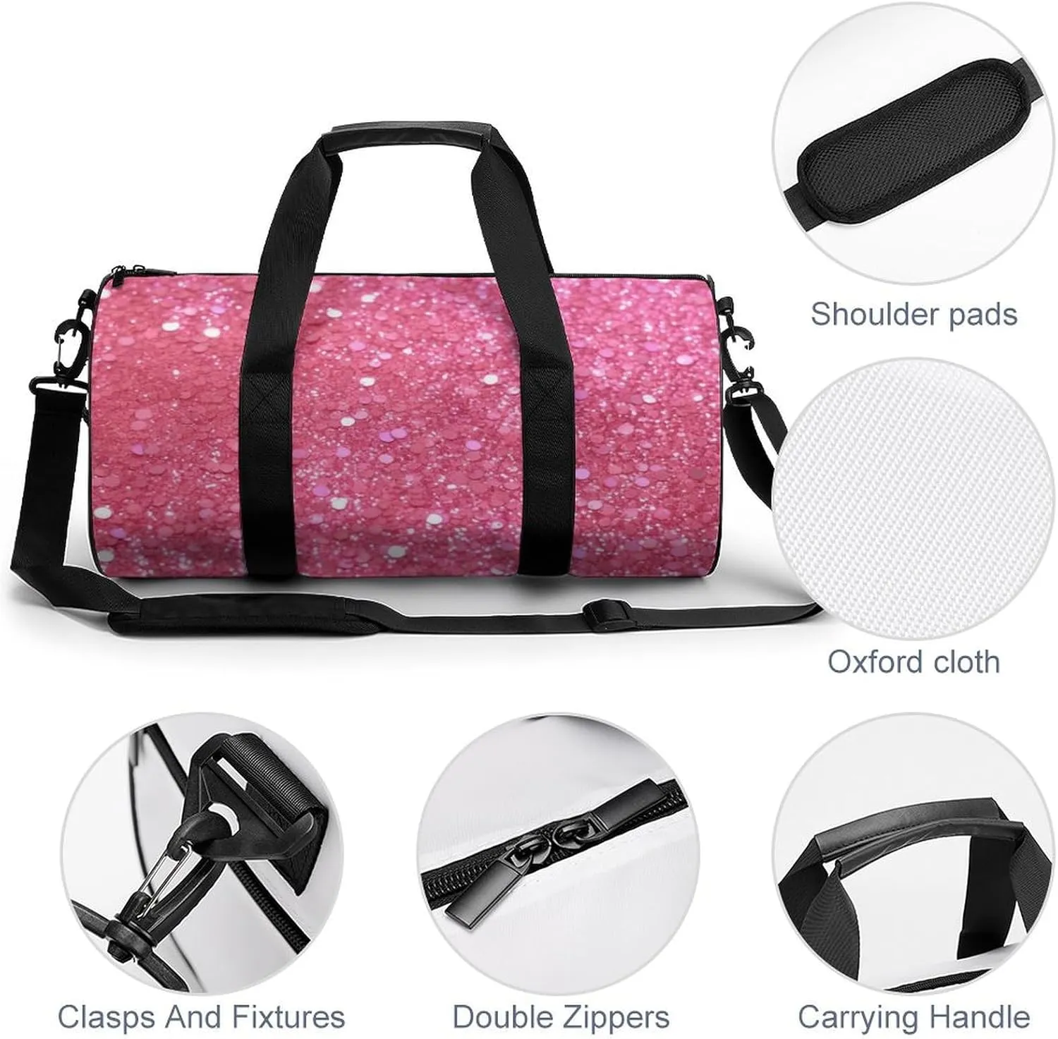 Gym Bag Sparkling Glitter Duffel Bag for Men Women Overnight Bag with Shoe Compartment Workout Bags