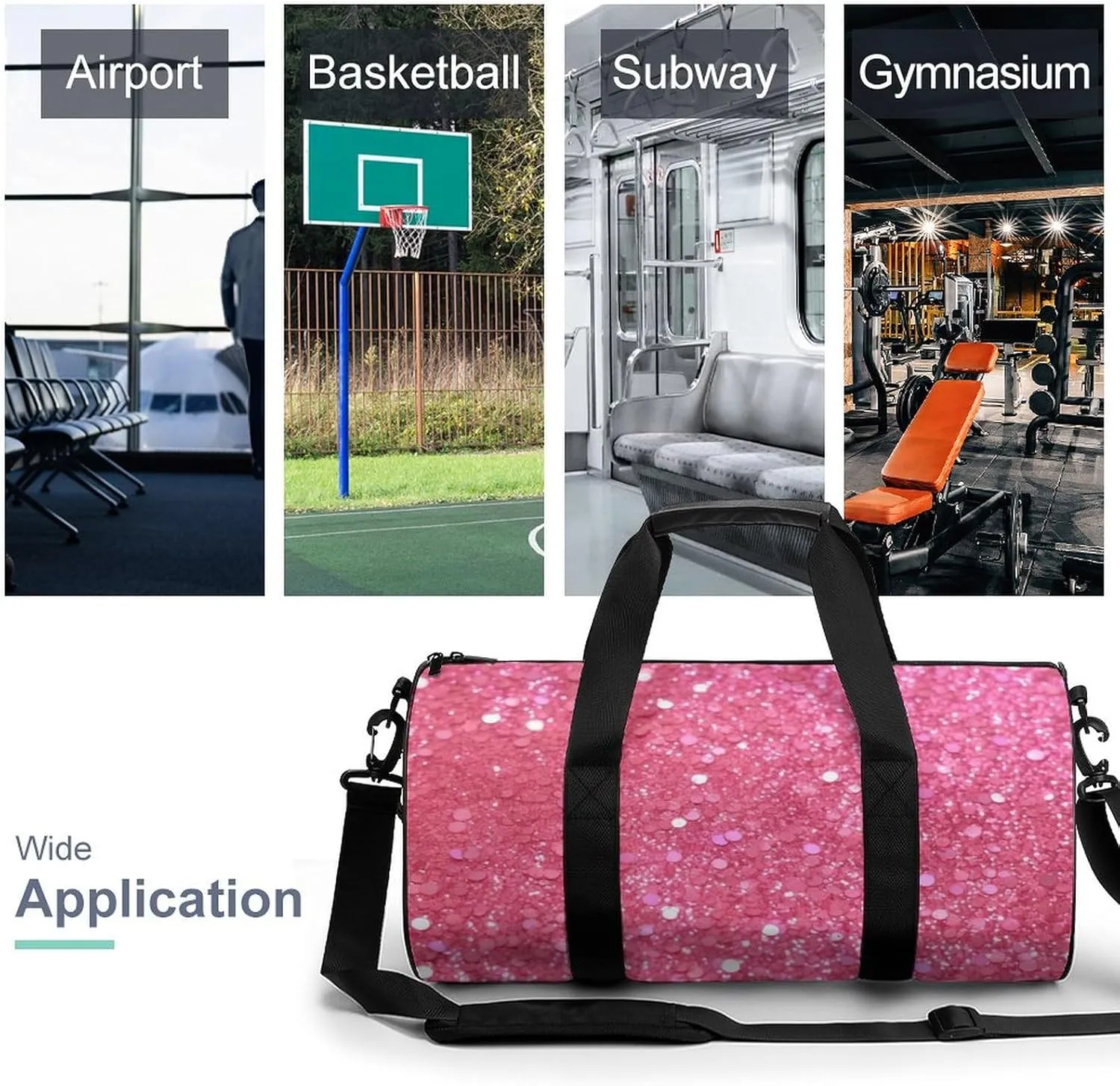Gym Bag Sparkling Glitter Duffel Bag for Men Women Overnight Bag with Shoe Compartment Workout Bags