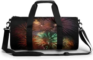 Gym Bag Splendid Fireworks Duffel Bag for Men Women Overnight Bag with Shoe Compartment Workout Bags