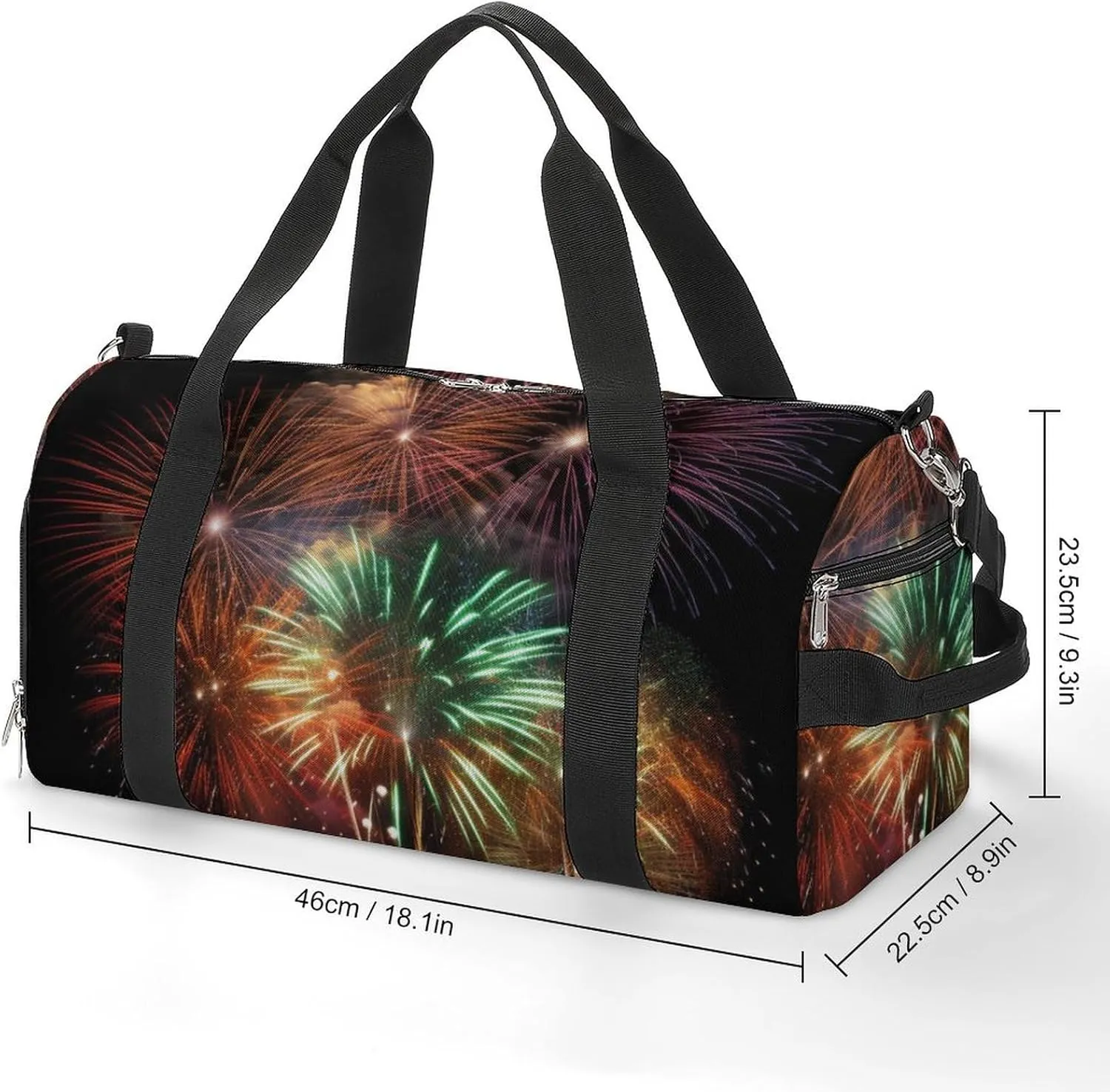 Gym Bag Splendid Fireworks Duffel Bag for Men Women Overnight Bag with Shoe Compartment Workout Bags