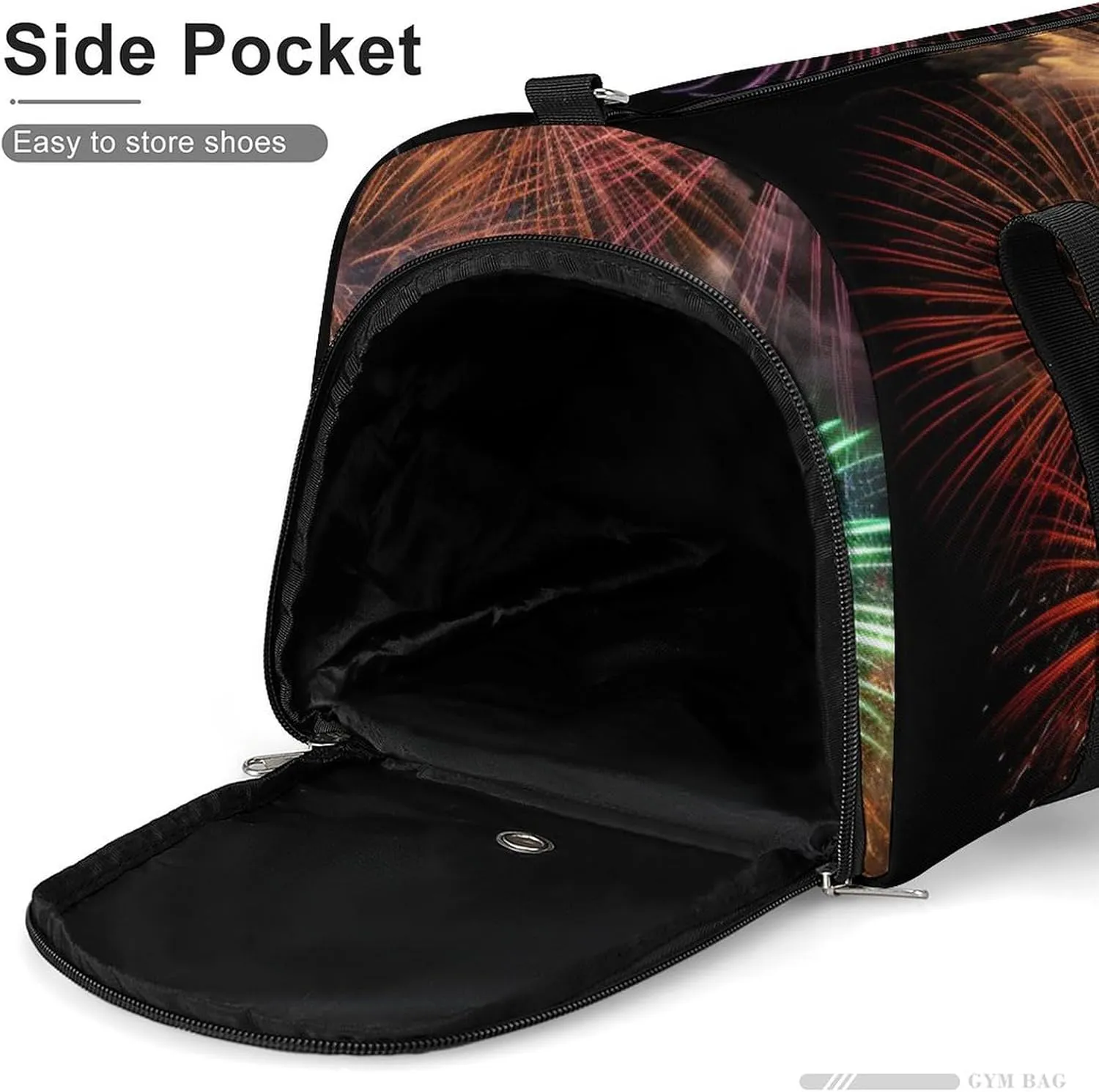 Gym Bag Splendid Fireworks Duffel Bag for Men Women Overnight Bag with Shoe Compartment Workout Bags