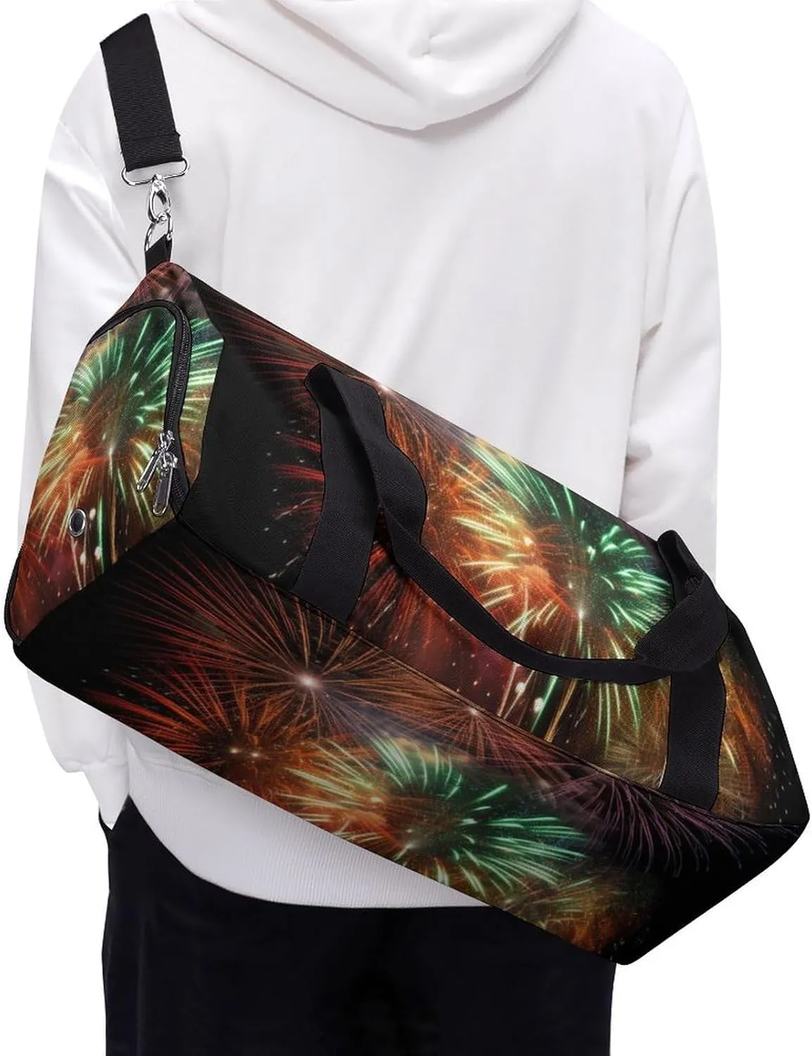 Gym Bag Splendid Fireworks Duffel Bag for Men Women Overnight Bag with Shoe Compartment Workout Bags