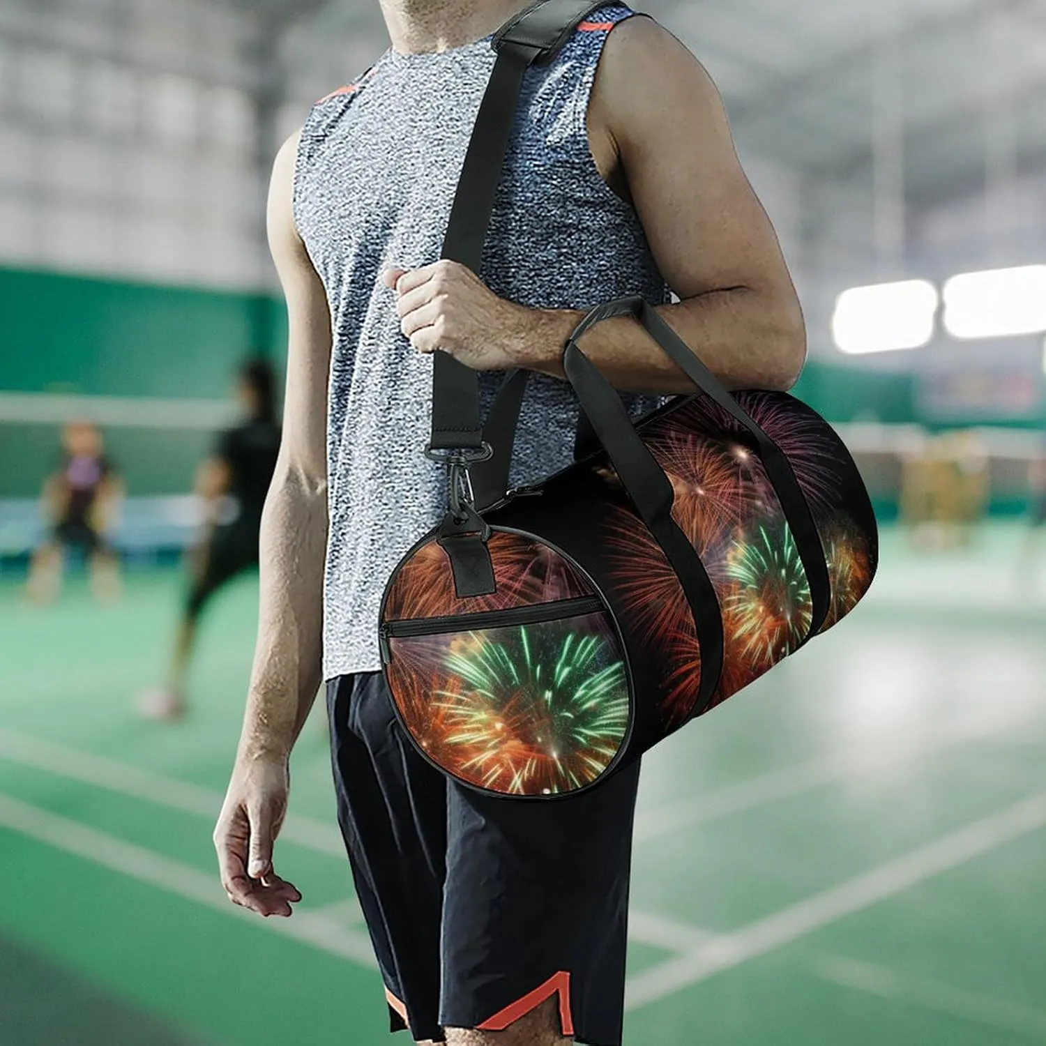 Gym Bag Splendid Fireworks Duffel Bag for Men Women Overnight Bag with Shoe Compartment Workout Bags