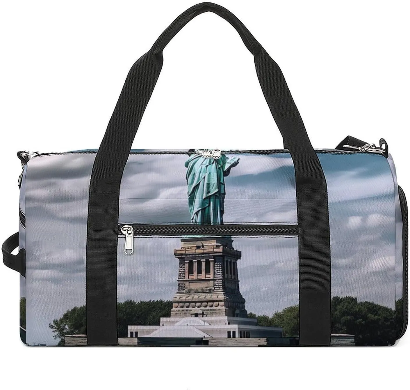 Gym Bag Statue Of Liberty In NYC Duffel Bag for Men Women Overnight Bag with Shoe Compartment Workout Bags