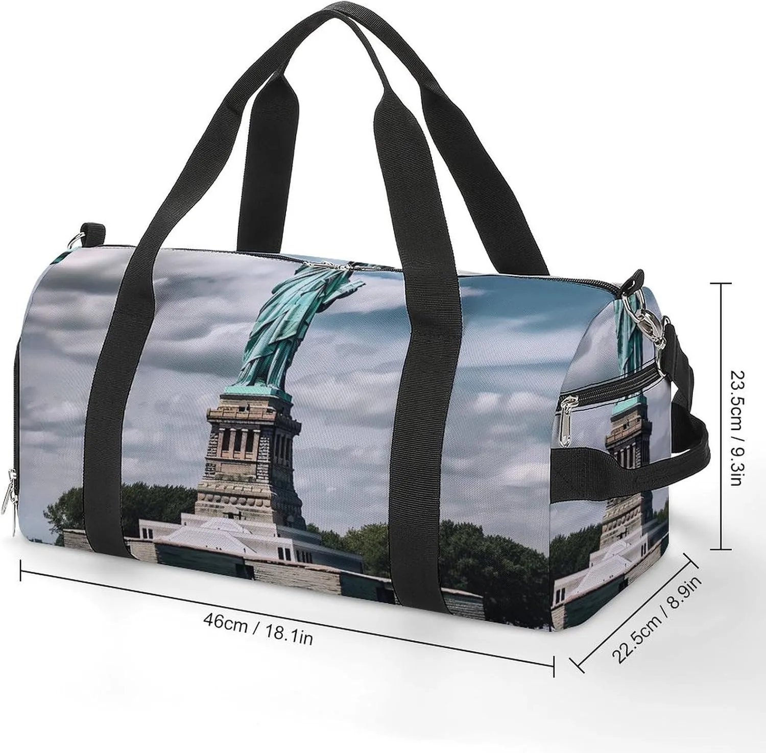 Gym Bag Statue Of Liberty In NYC Duffel Bag for Men Women Overnight Bag with Shoe Compartment Workout Bags