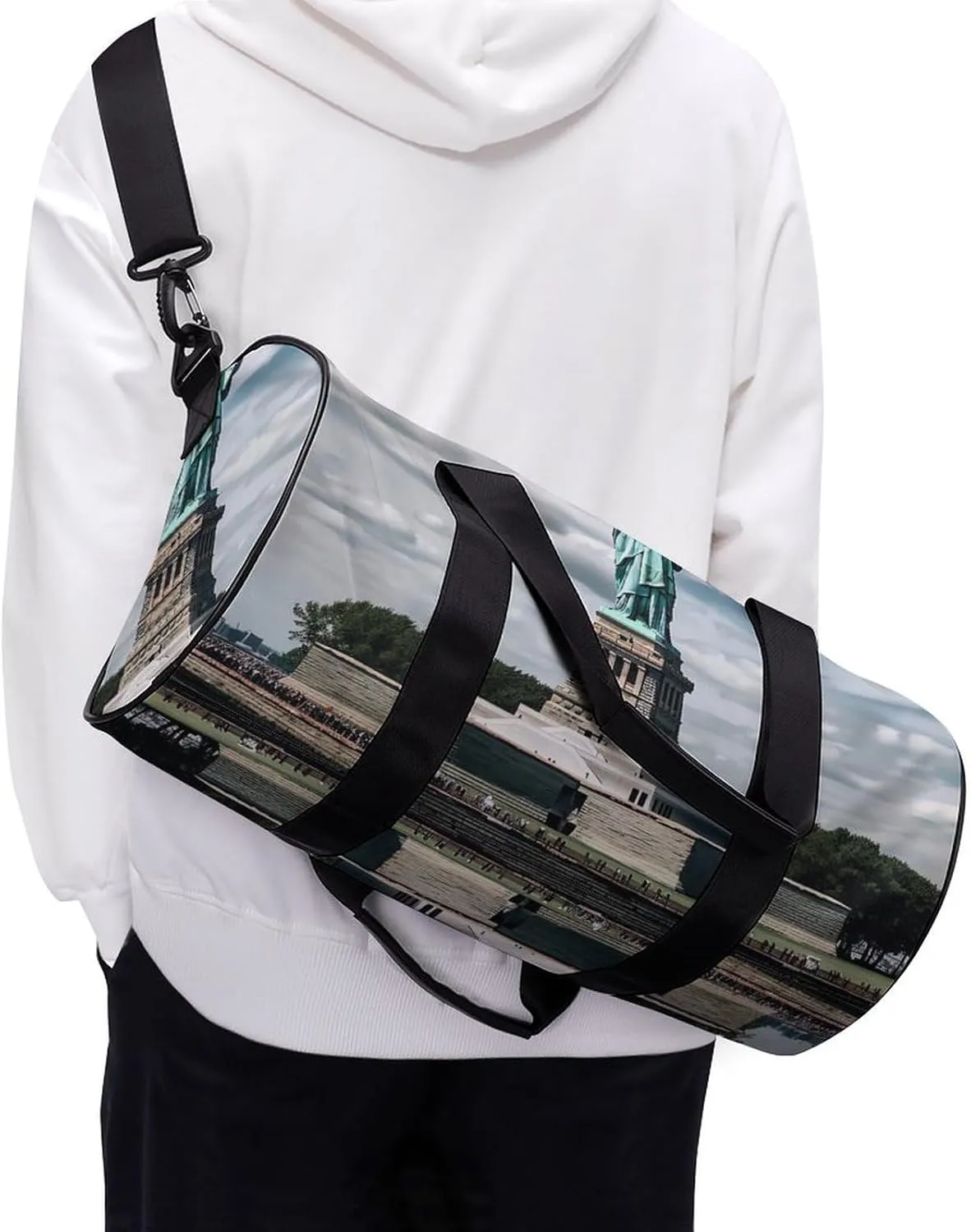 Gym Bag Statue Of Liberty In NYC Duffel Bag for Men Women Overnight Bag with Shoe Compartment Workout Bags
