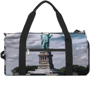 Gym Bag Statue Of Liberty In NYC Duffel Bag for Men Women Overnight Bag with Shoe Compartment Workout Bags