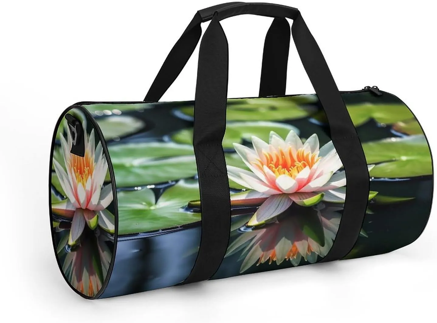 Gym Bag Water Lily Duffel Bag for Men Women Overnight Bag with Shoe Compartment Workout Bags
